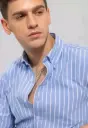 LUXRY BLUE LINEN MAN SHIRT 